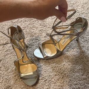 Jimmy Choo Metallic Silver Heels